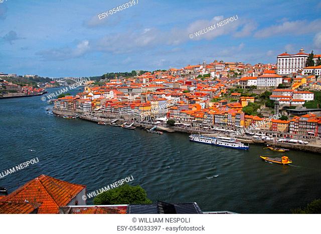 Panorama of Porto promenade on the Duoro river