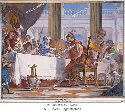 The Marriage of Alexander and Roxane, by Crosato Giambattista, 1752 - 1758, 18th Century, fresco. Italy; Veneto; Padua; Levada; Villa Marcello; salone del piano...