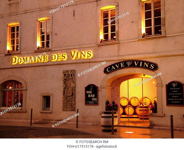 France, Beaune, Burgundy, Cote de Beaune, Cote d'Or, Europe, Burgundy Wine Region, downtown, evening, Domaine des Vins