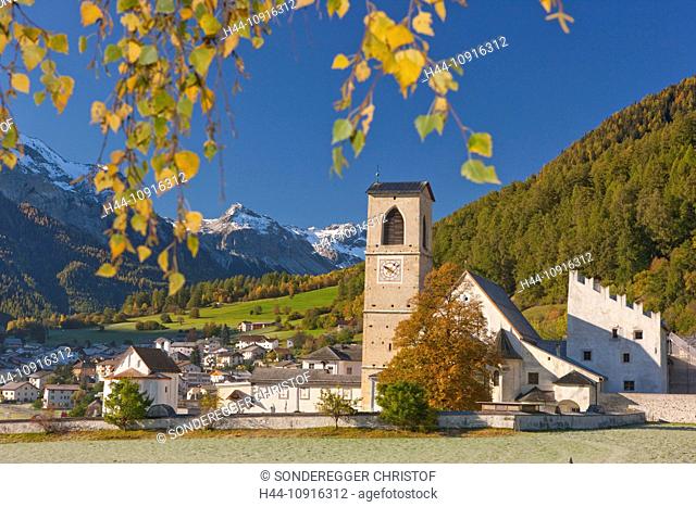 Autumn, canton, Graubünden, Grisons, Switzerland, Europe, mountain, mountains, church, religion, cloister, Münster valley, Müstair, Benedictine