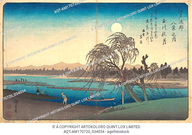 æ±Ÿæˆ¸è¿‘éƒŠå…«æ™¯ä¹‹å†…ã€€çŽ‰å·ç§‹æœˆ, Autumn Moon on the Tama River, Edo period (1615â€“1868), ca. 1838, Japan, Polychrome woodblock print; ink and color on...