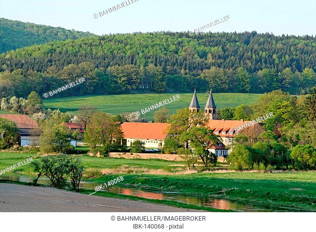 Benedictine Abbey Bursfeld Kloster Bursfelde in Hemeln Bursfelde at the Weser near Hannoversch Muenden Lower Saxony Germany