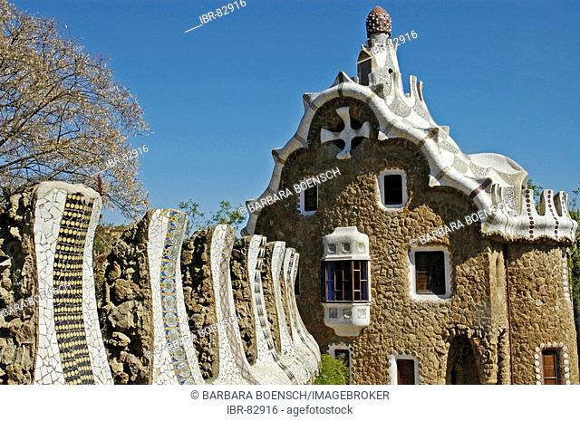 House in the park Gueell, Architect Antoni Gaudi, Barcelona, Catalonia, Spain