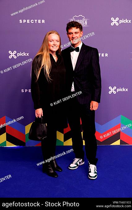 Unidentified guests pictured at the blue carpet of the 'Flandrien' award ceremony for the best Belgian cyclist of the 2023 cycling season