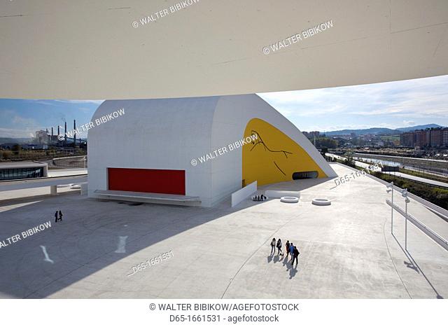 Spain, Asturias Region, Asturias Province, Aviles, Centro Niemeyer, arts center designed by Brazilian architect Oscar Niemeyer in formerly polluted industrial...