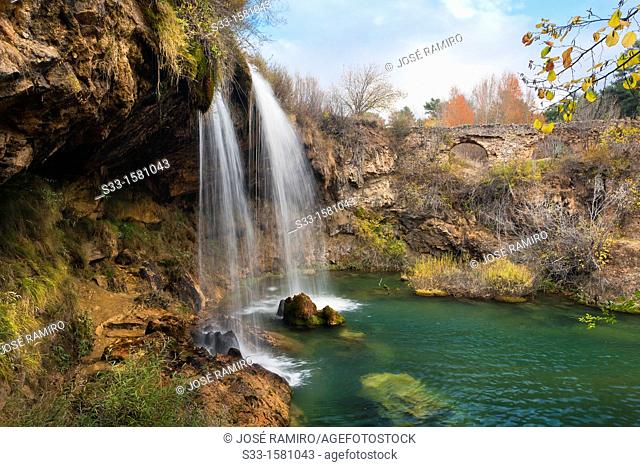 The San Pedro waterfall in the Cabriel river  Montes Universales  El Vallecillo  Teruel  Aragón  Spain