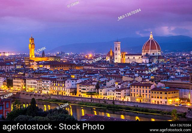 The city of Florence in the evening - panoramic view - Tuscany, Italy