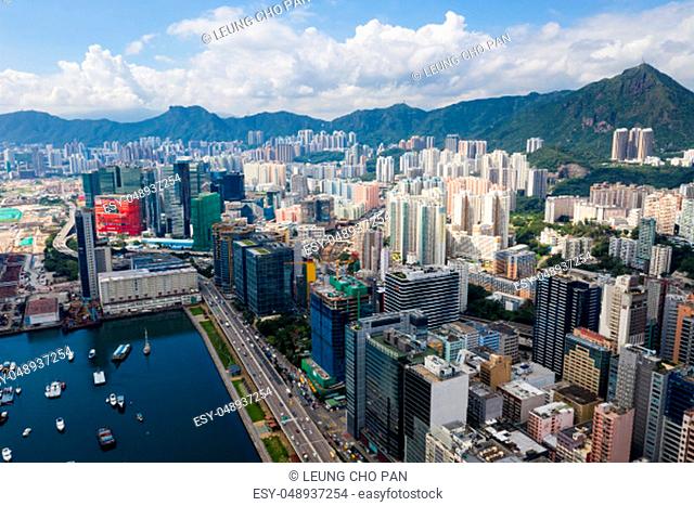 Kowloon Bay, Hong Kong 03 September 2018:- Aerial view of Hong Kong downtown