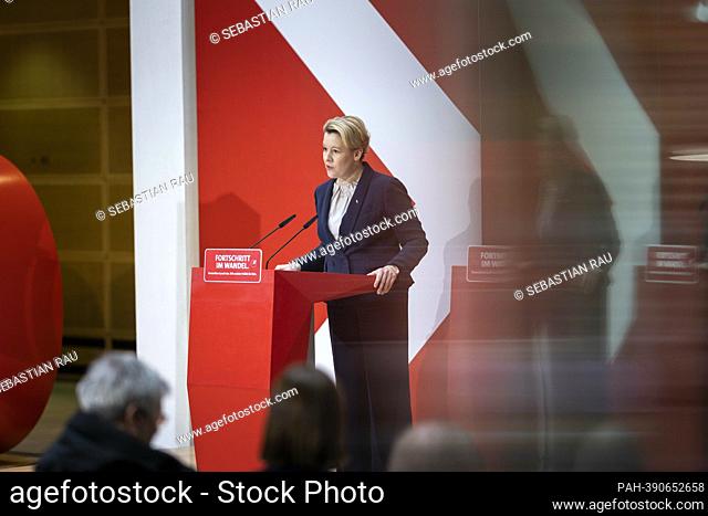 Franziska Giffey, SPD, Governing Mayor of Berlin, taken during the press conference after the annual meeting of the SPD presidium and the SPD party executive in...