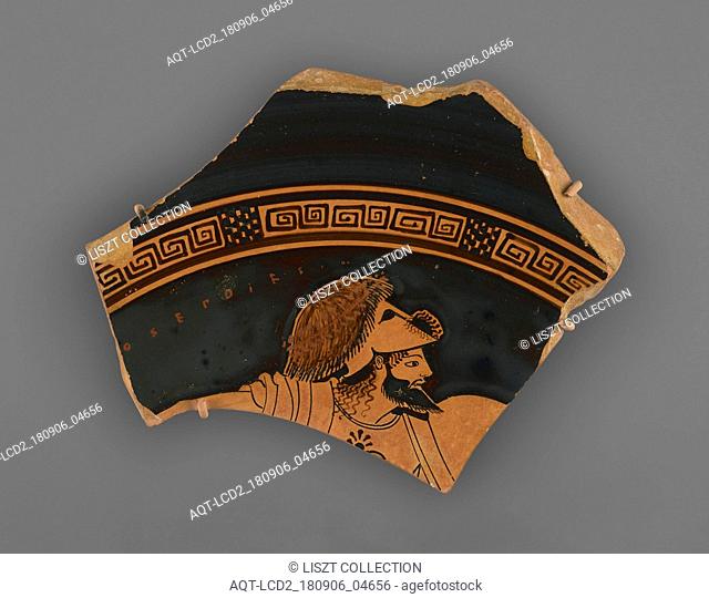 Red-Figure Cup Fragment; Attributed to Onesimos (Greek (Attic), active 500 - 480 B.C.), and signed by Euphronios (Greek (Attic), active 520 - 480 B.C