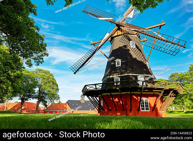 COPENHAGEN, DENMARK - MAY 25, 2017: Windmill in the historical Fortress Kastellet in Copenhagen