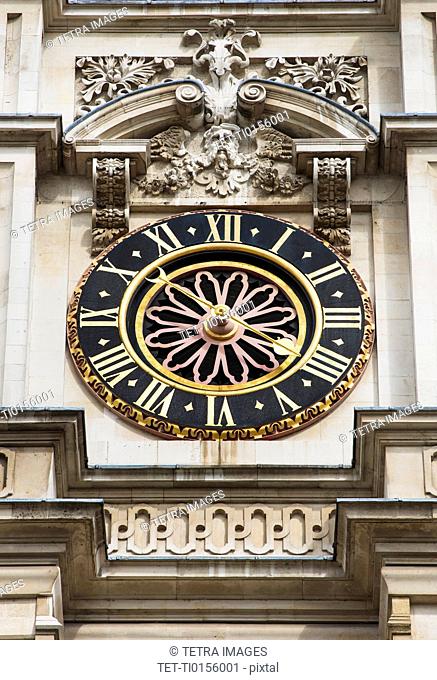 UK, London, Detail of Westminster Abbey clock