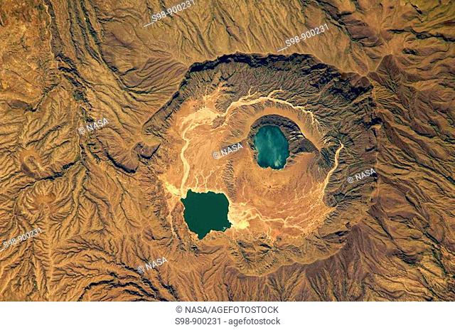 Deriba Caldera, a cauldron-like volcanic feature usually formed by the collapse of land following a volcanic eruption, is a geologically young volcanic...
