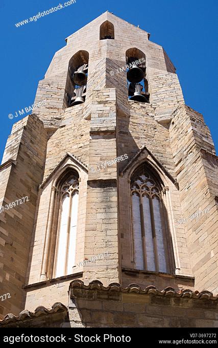 Morella, Santa Maria church (gothic 14th century). Steeple. Els Ports, Castellon, Comunidad Valenciana, Spain