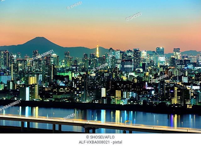 Beautiful view of Mount Fuji from Tokyo, Japan