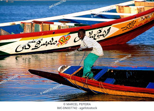 Senegal, Saint-Louis, child in a boat