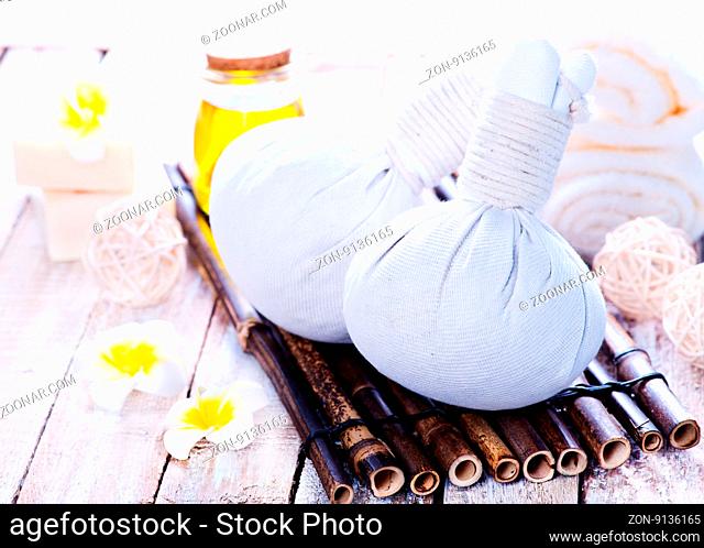 products for massag and spa on a table