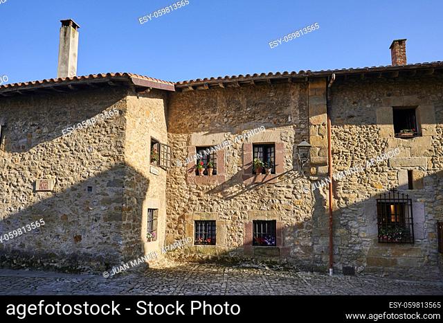 Ancient facade in Santillana del Mar, Cantabria, Spain, Europe