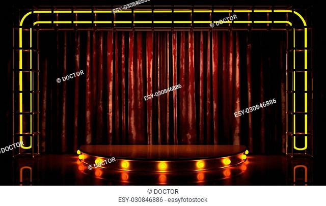 red velvet curtain stage with lights