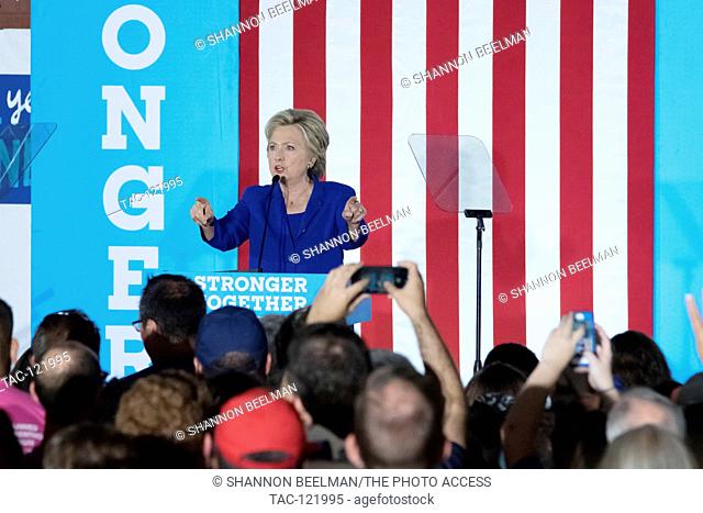 Hillary Clinton rallies volunteers before they start canvassing on November 2nd 2016 at the Plumbers and Pipefitters Union in Las Vegas, NV