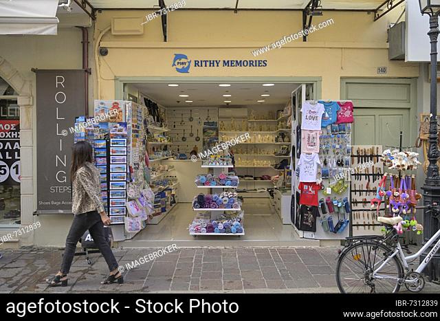 Arkadiou Shopping Street, Rethymno, Crete, Greece, Europe