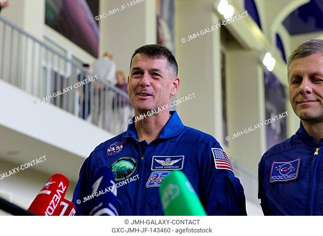 At the Gagarin Cosmonaut Training Center in Star City, Russia, Expedition 49-50 prime crewmember Shane Kimbrough of NASA responds to a reporter's question Aug
