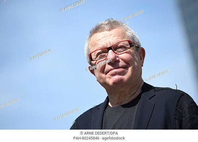 Daniel Libeskind, US architect and urban planner of Polish descent, attends the presentation of his installation 'Musical Labyrinth' (Musical maze) on the Opera...