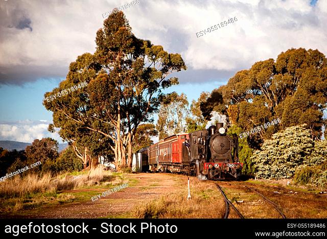 A steam engine from Victorian Goldfields Railway in Maldon, Victoria, Australia on May 11 2014