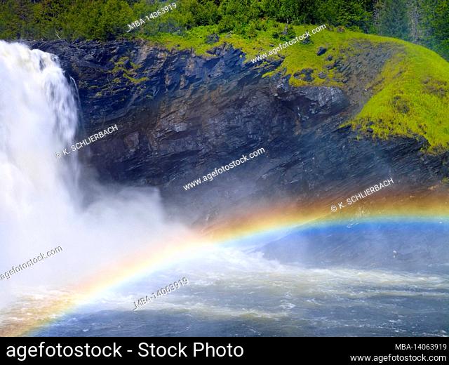 europe, sweden, jämtland province, tännforsen waterfall near are, sweden's largest waterfall with a 37 m drop