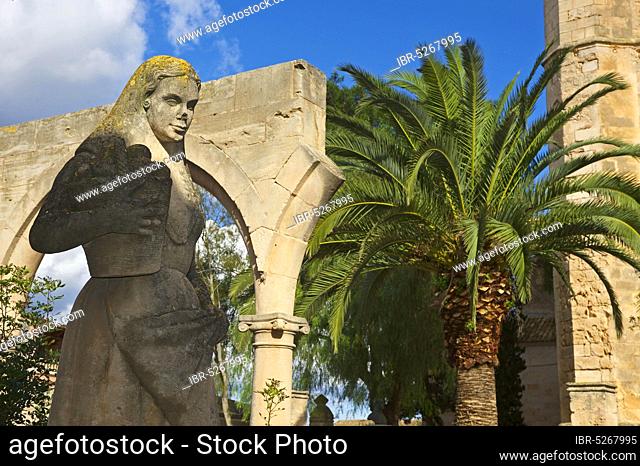 Statue of a woman in Petra, Majorca, Balearic Islands, Spain, Europe