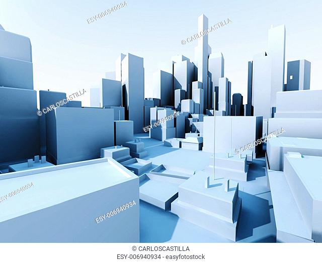 3D image of cityscape and skyscraper
