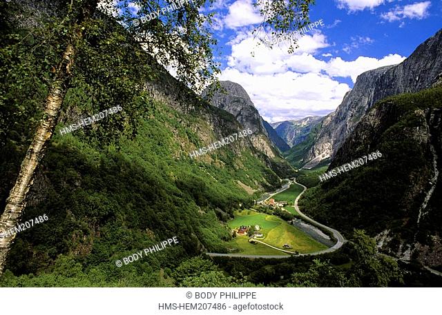 Norway, Sogn Og Fjordane County, waterfall in Gudvangen Valley