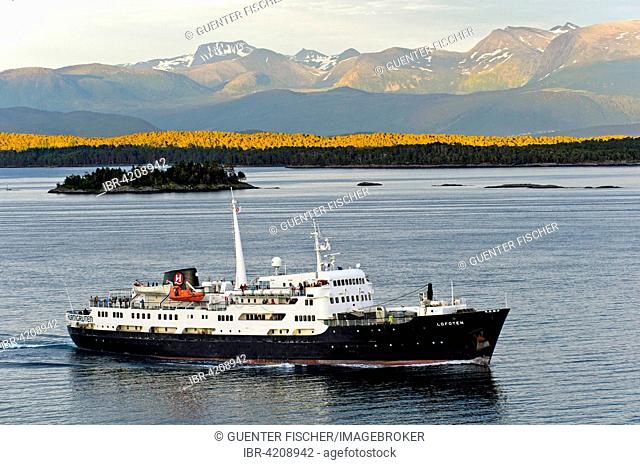 Hurtigruten ferry MS Lofoten in Romsdalsfjord in Molde, Møre og Romsdal, Norway