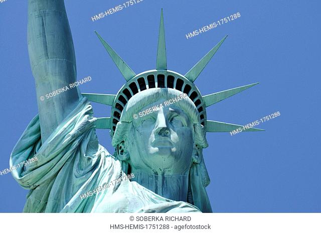 United States, New York, Liberty Island, Statue of Liberty, face of the statue and its crown