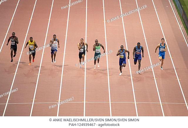left to right Aaron Brown (CAN / 8th place), Yohan Blake (JAM / 5th place), Zharnel Hughes (GBR / 6th place), Andre De Grasse (CAN / 3rd place)