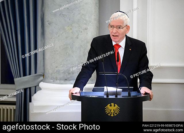 19 December 2022, Berlin: Josef Schuster, President of the Central Council of Jews in Germany, speaks at a joint Hanukkah celebration of Federal President...