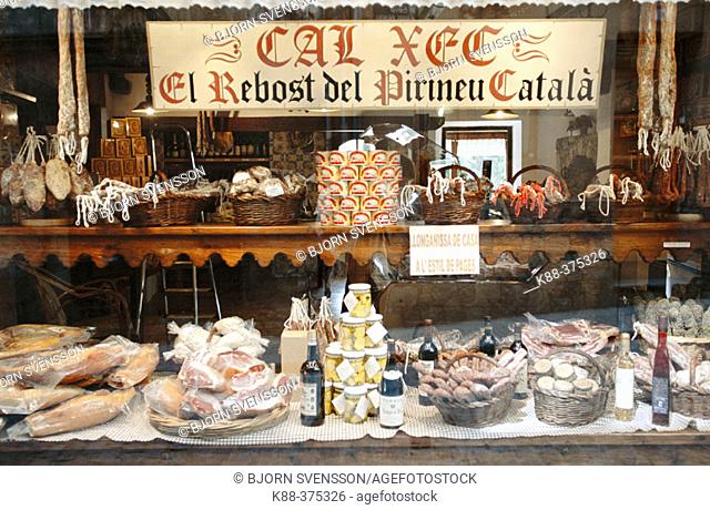 'Cal Xec' sausage shop. Camprodon. Girona province, Spain