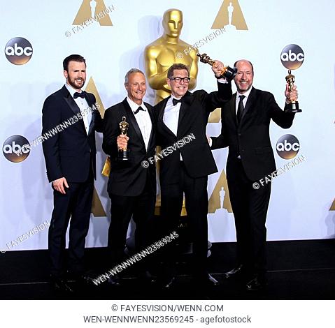 88th Annual Academy Awards at the Dolby Theatre - Press Room Featuring: Chris Evans, Ben Osmo, Gregg Rudloff, Chris Jenkins Where: Hollywood, California