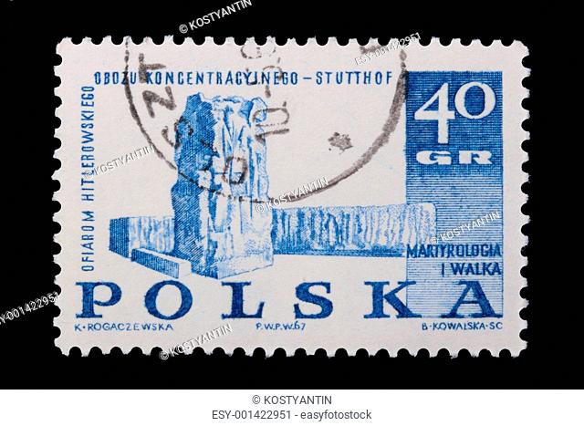 Poland - CIRCA 1968: A stamp - Camp Koncentracyinego
