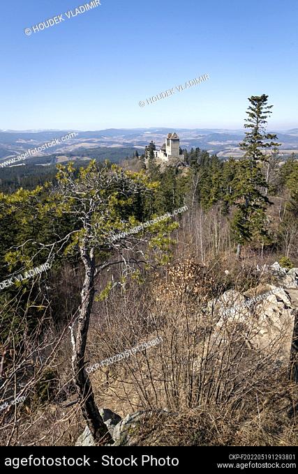 The Gothic castle Kasperk rises on a rocky peak. It is the highest royal castle in Bohemia. The castle was founded in 1356 by Charles IV to protect the...