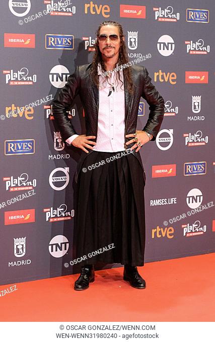 Platino Awards 2017, at La Caja Magica in Madrid, Spain. Featuring: Oscar Jaenada Where: Madrid, Community of Madrid, Spain When: 22 Jul 2017 Credit: Oscar...