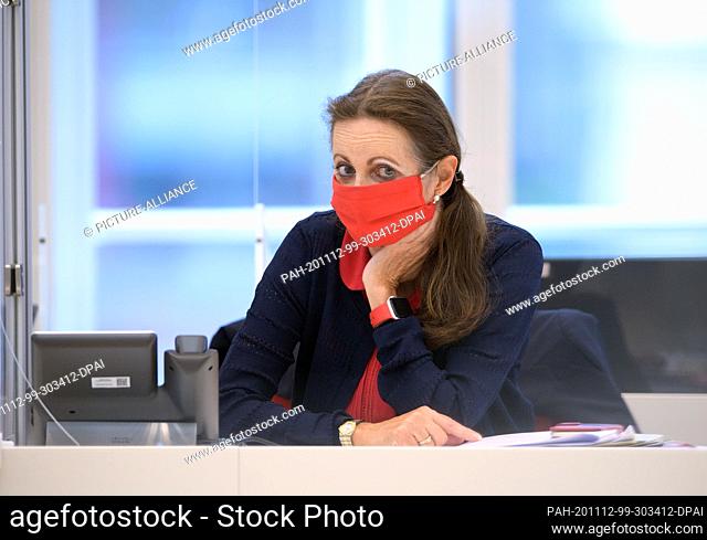 11 November 2020, Brandenburg, Potsdam: Susanne Hoffmann (CDU), Minister of Justice, is sitting in her seat during the state parliament session