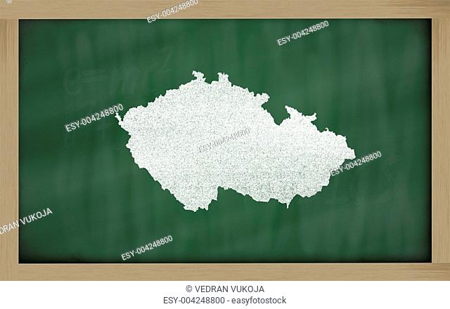 outline map of czech on blackboard