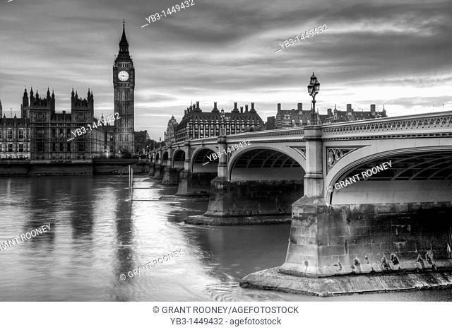 The Houses of Parliament, Westminster Bridge and The River Thames, London, England