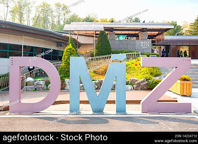 PANMUNJOM, SOUTH KOREA - OCT 24: Third Tunnel Statue, site of Third Infiltration Tunnel, Demilitarized Zone (DMZ) between North and South Korea