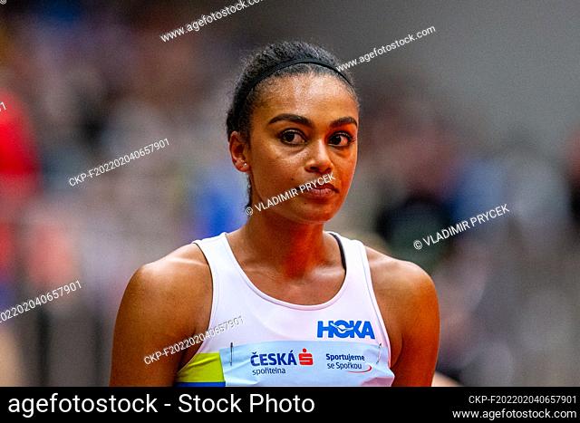 Adelle Tracey of Britain competes in women's 1500 metres race during the Czech Indoor Gala athletics meeting in Ostrava, Czech Republic, February 3, 2022