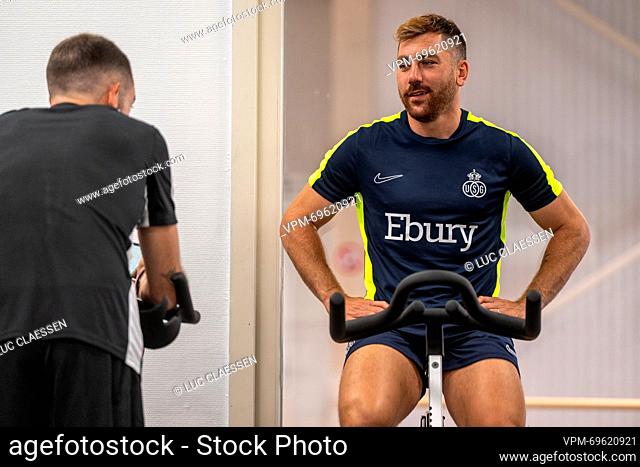 Union's Guillaume Francois pictured during the physical tests of the players of Belgian first division team Royal Union Saint-Gilloise
