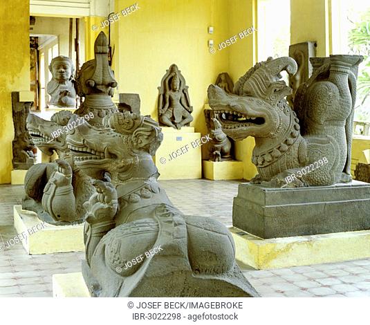 Makara, water monsters, mythical creatures, sandstone sculptures, Thap Mam style, 12-14th century, Thap Mam room, Cham Museum