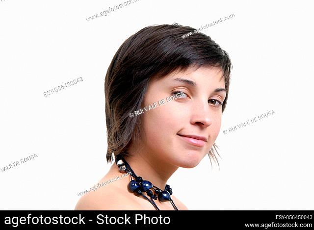 young woman model isolated on white background