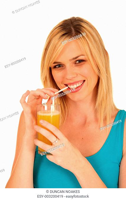 Pretty Girl Drinking Orange Juice